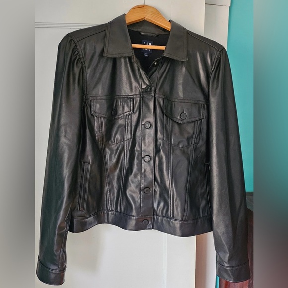 Gap Factory Faux Leather Puff Sleeve Jacket - Picture 2 of 4